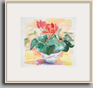 FLYING RED CYCLAMEN 2007 acrylic/paper 11" x 12.5"